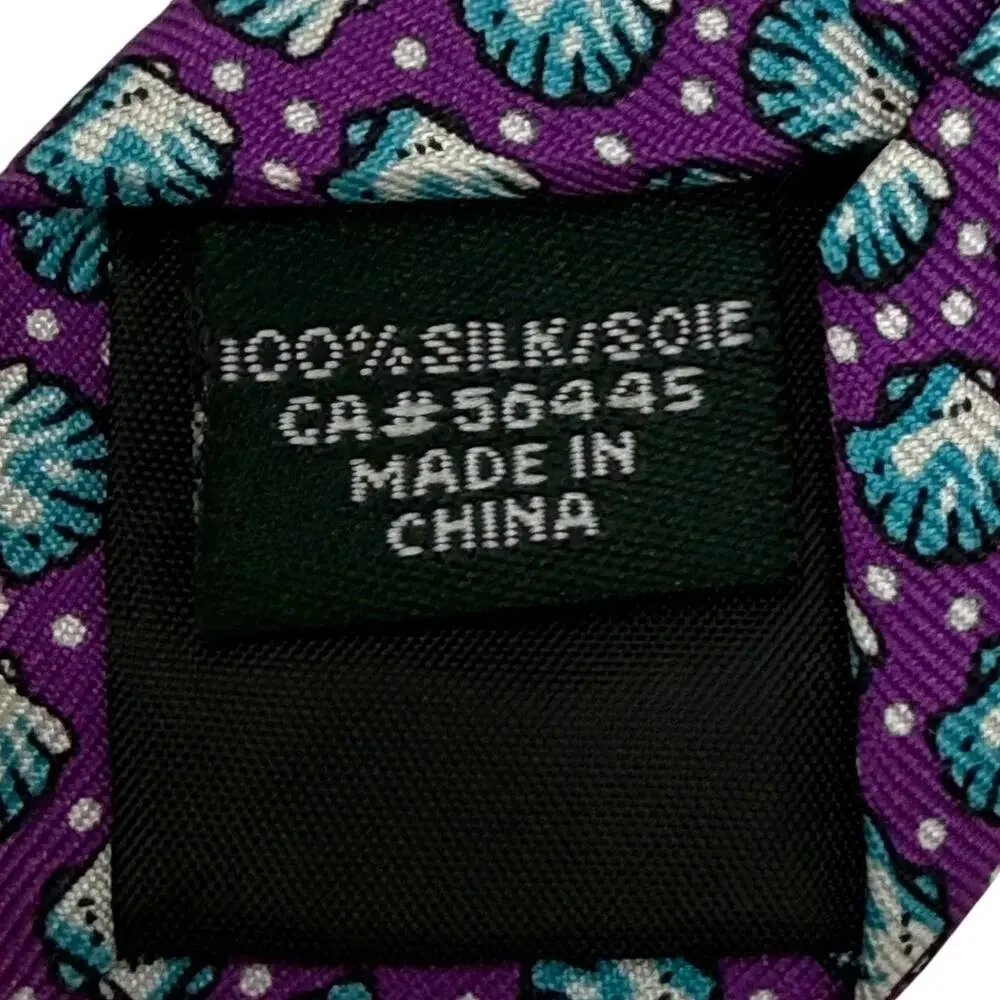 J.Crew Purple Aqua Shell Print Silk Skinny Necktie 57